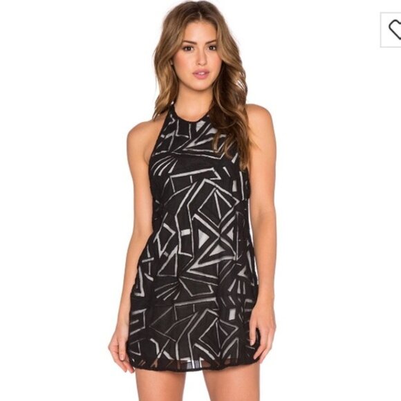 NWT NBD "Say It" Geometric Mesh Halter Dress Sz. S - Picture 2 of 4